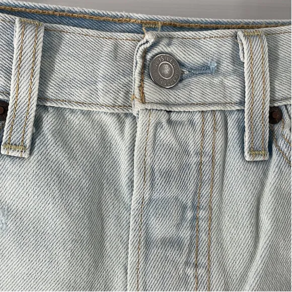 LEVI’S jean shorts frayed hem light blue distressed summer beach sz 25