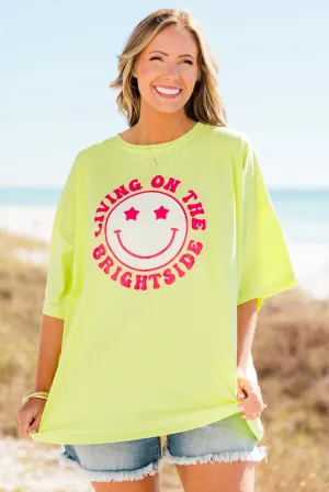 Life On The Brightside Boyfriend Tee, Neon Lime