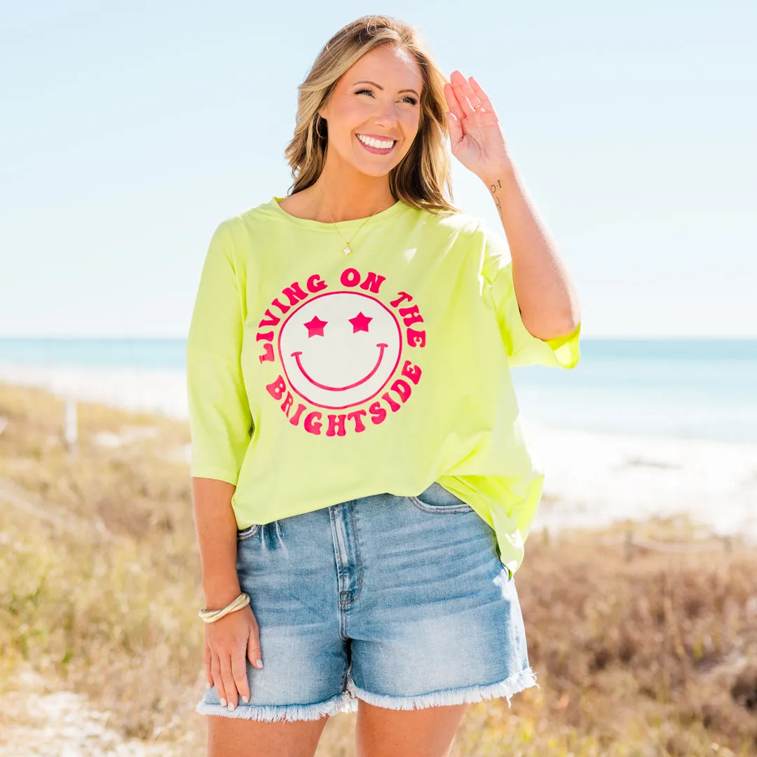 Life On The Brightside Boyfriend Tee, Neon Lime