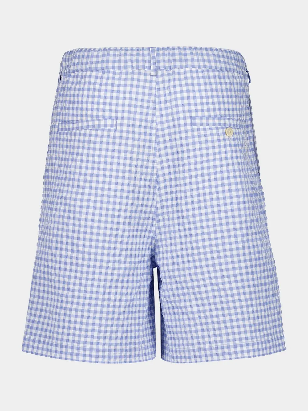 Light Blue Gingham Seersucker Shorts