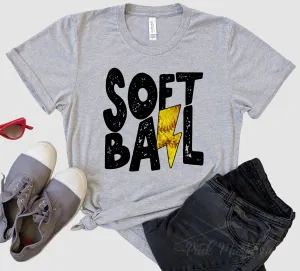 Lightning Bolt Softball Unisex Softball Soft Style Tee  / Softball Toddler, Youth, and Adult Shirt