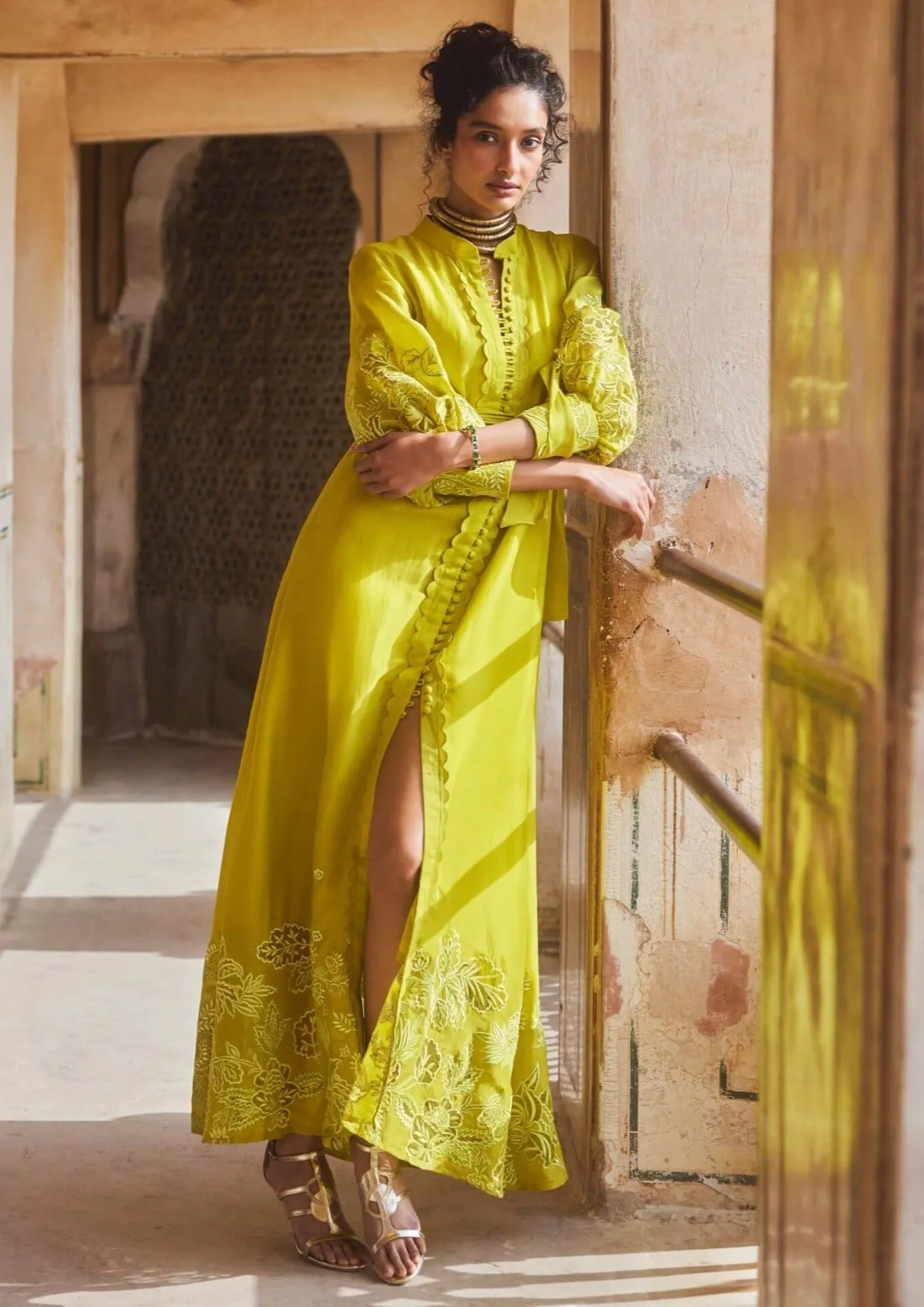 Lime yellow maxi dress