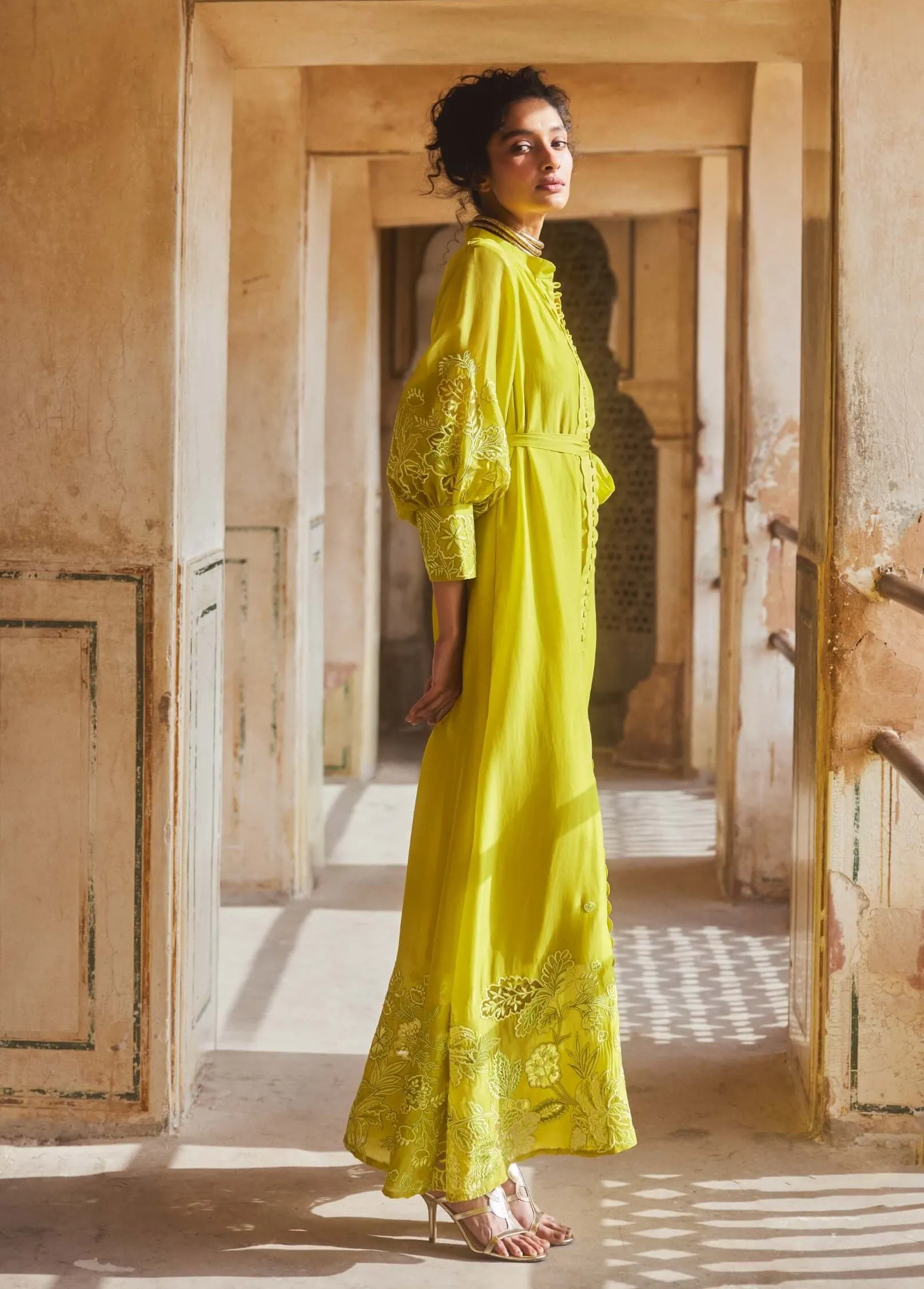 Lime yellow maxi dress