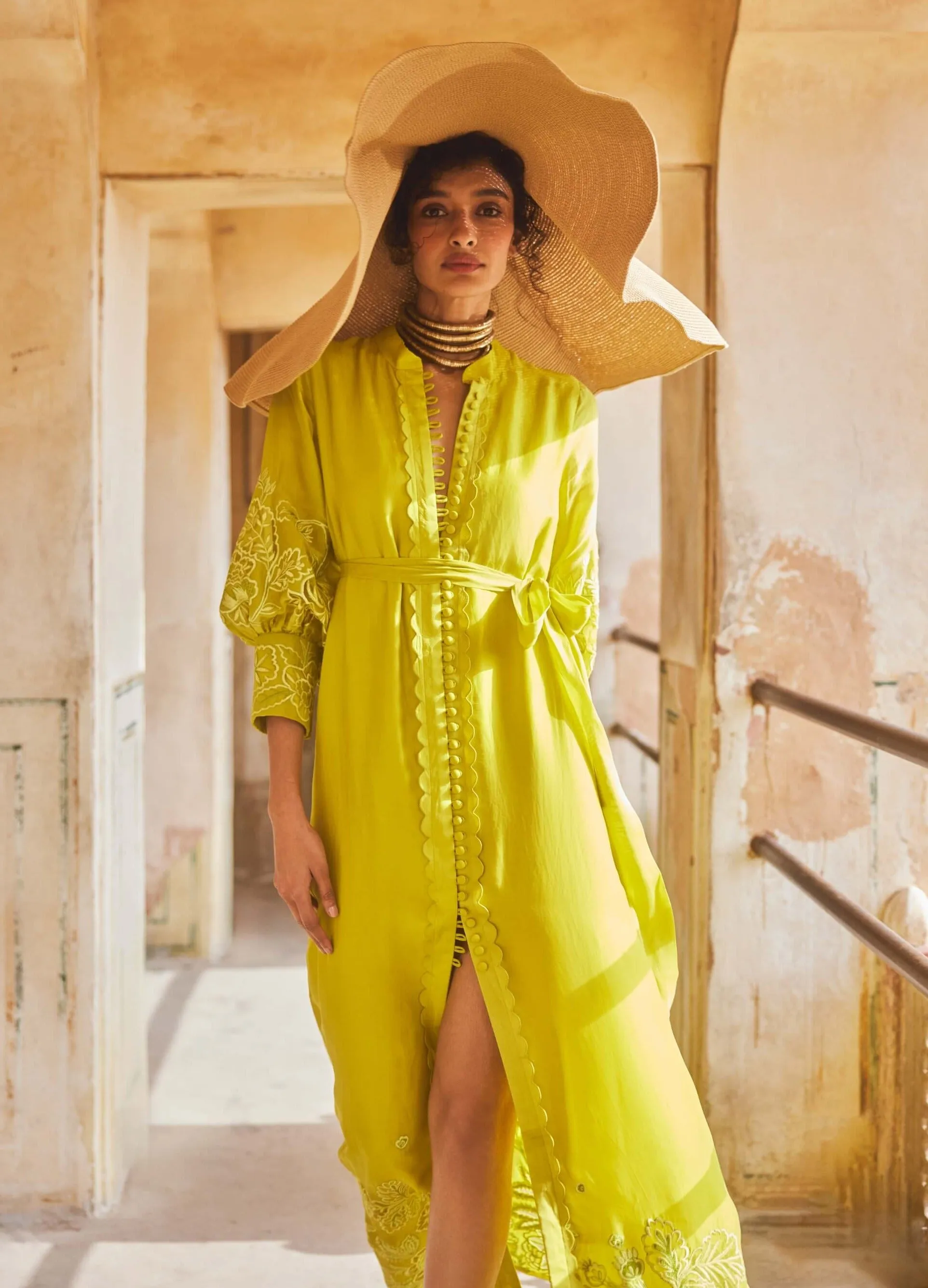 Lime yellow maxi dress