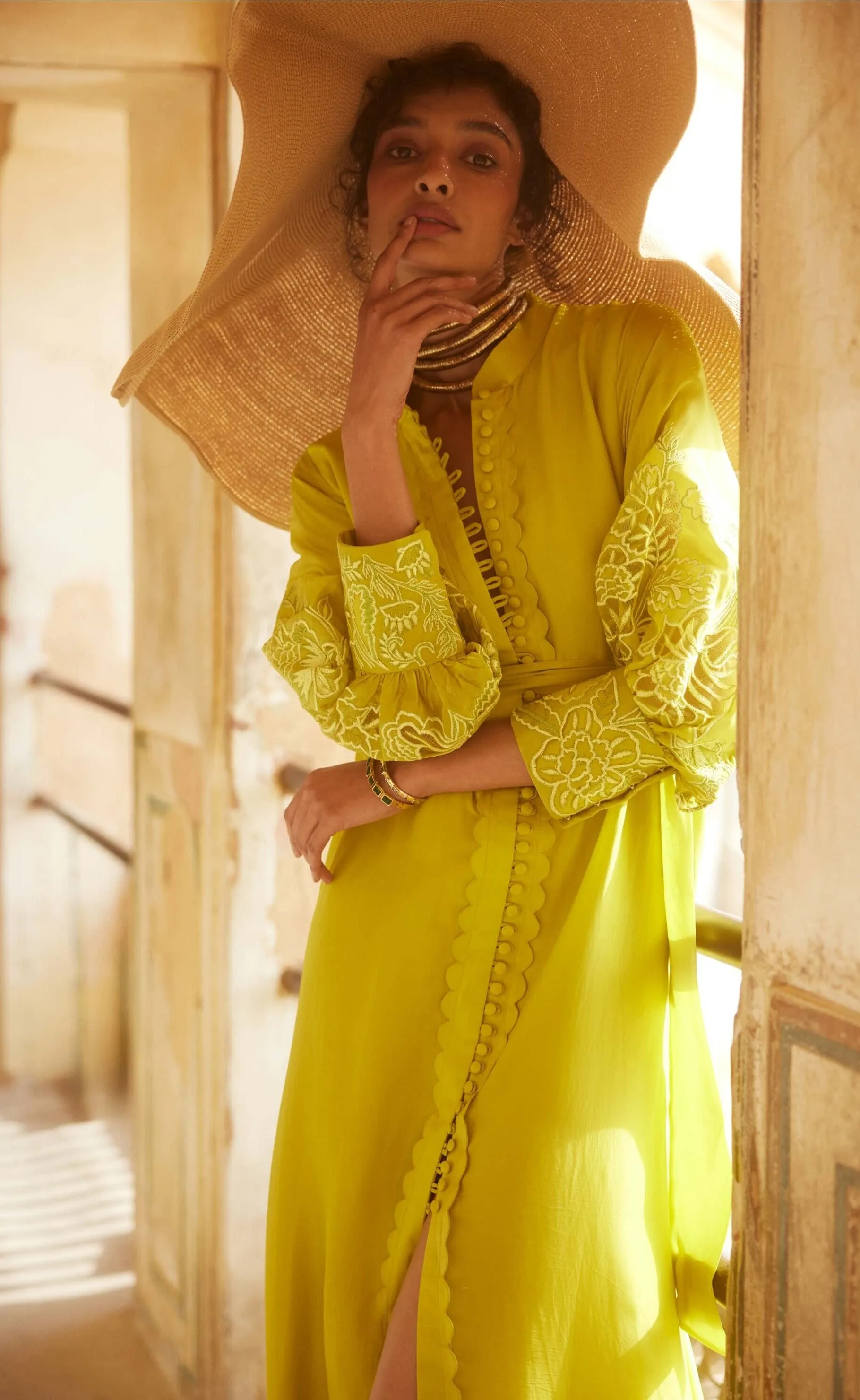Lime yellow maxi dress