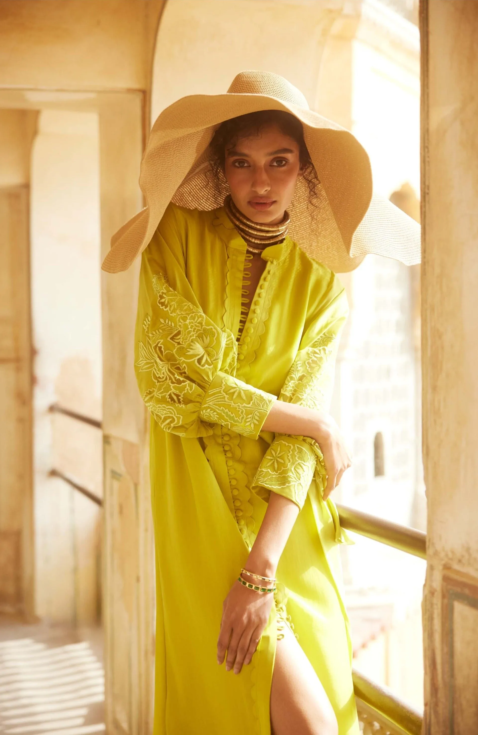 Lime yellow maxi dress