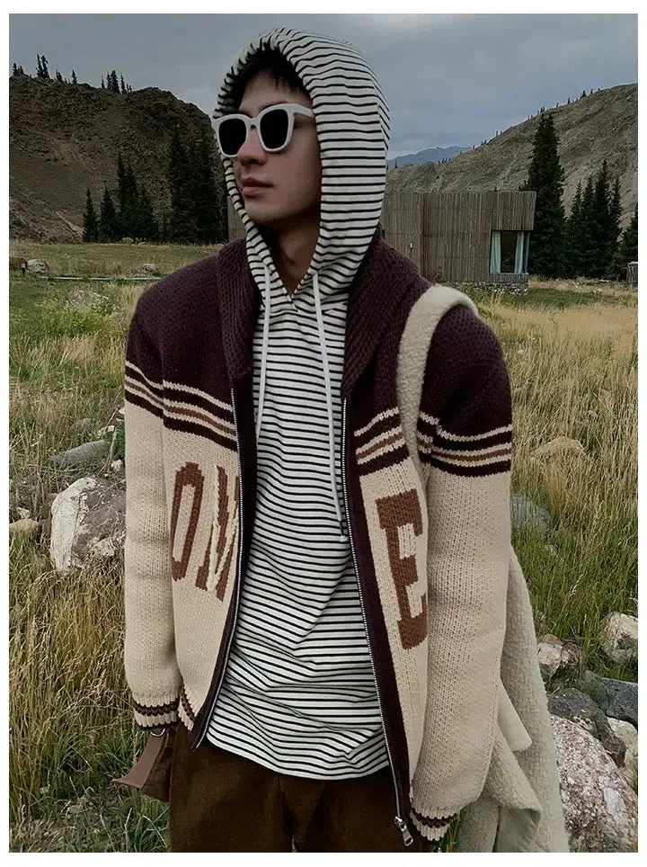 LONELY Graphic Knitted Hooded Jacket