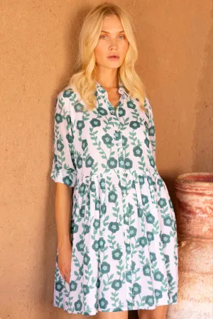 Long Sleeve Shirt Dress Mini - Toscana Green