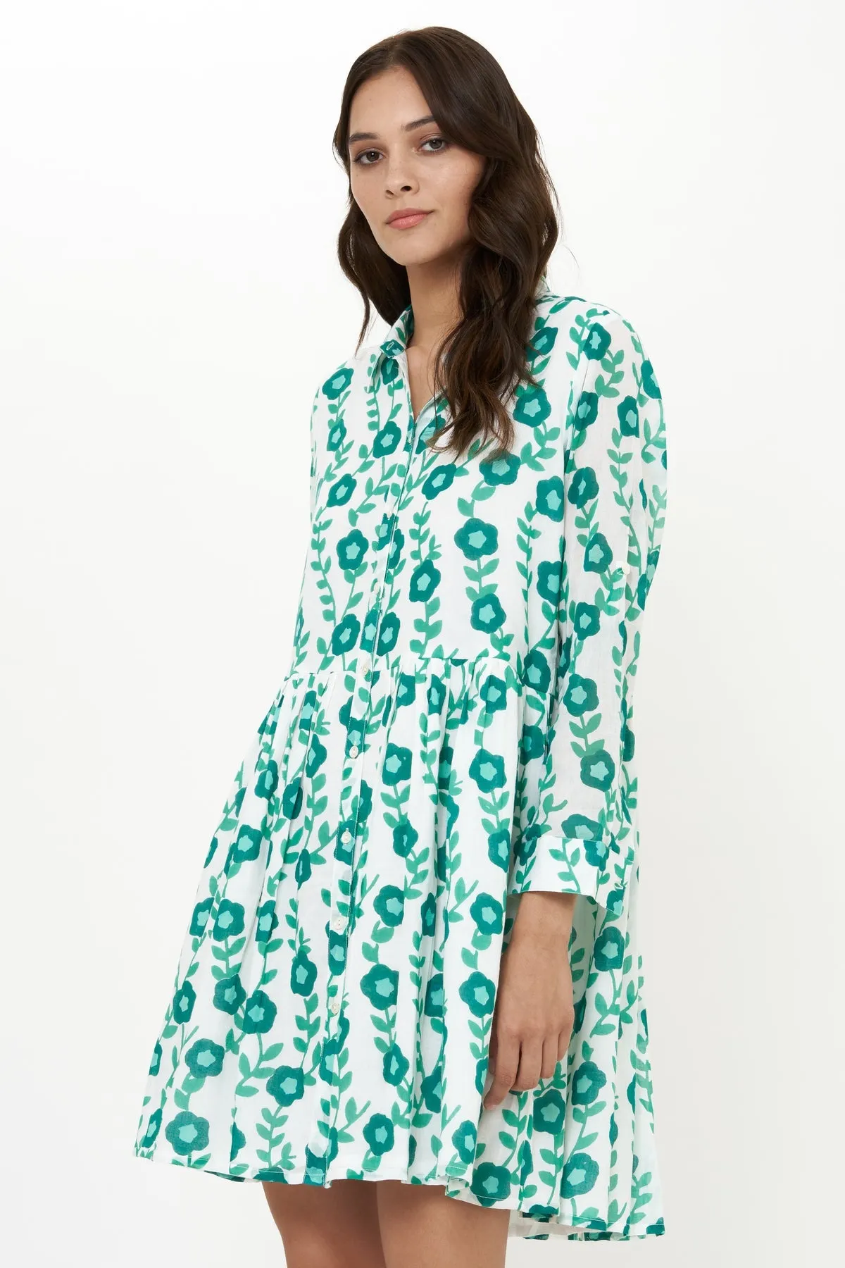 Long Sleeve Shirt Dress Mini - Toscana Green