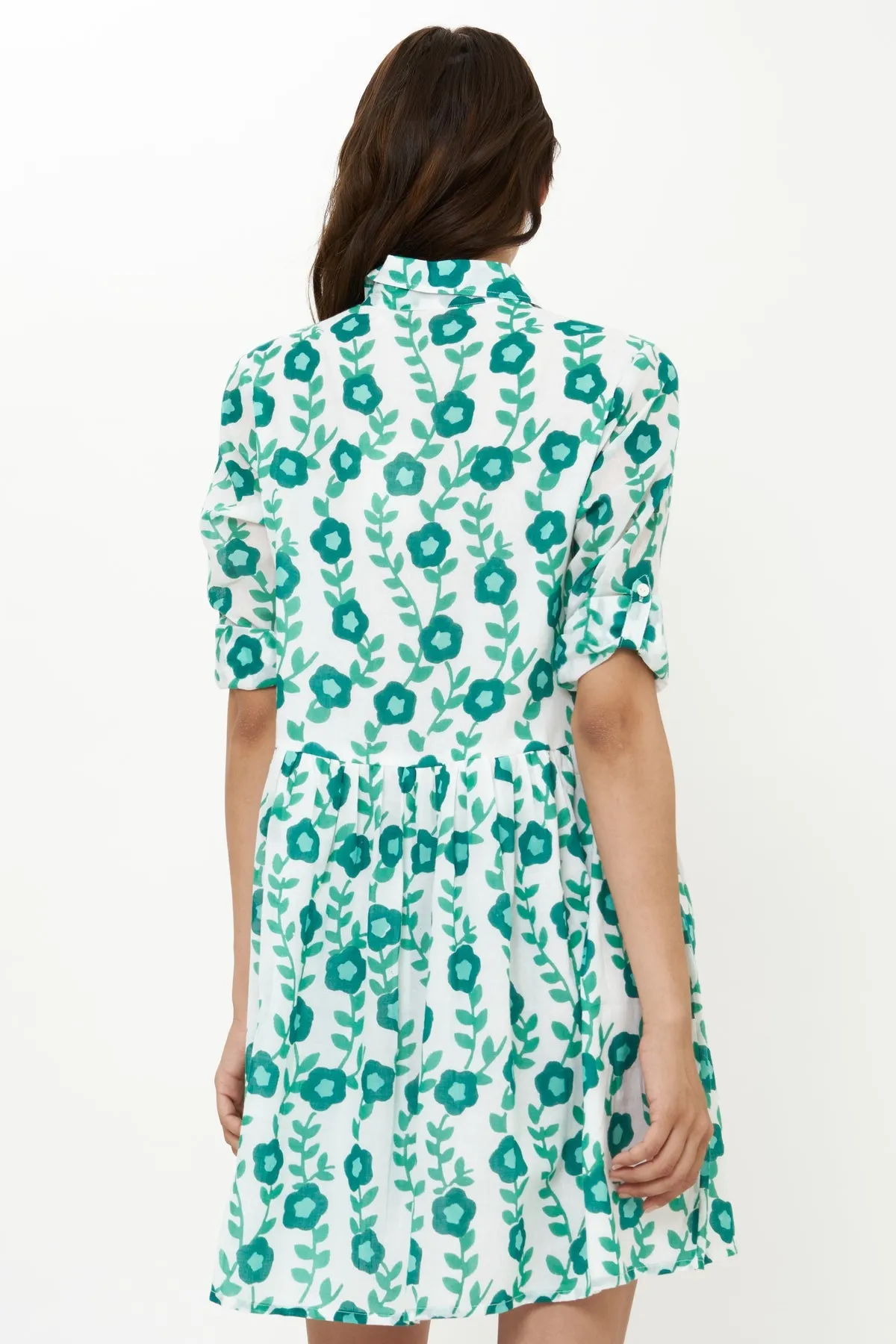 Long Sleeve Shirt Dress Mini - Toscana Green
