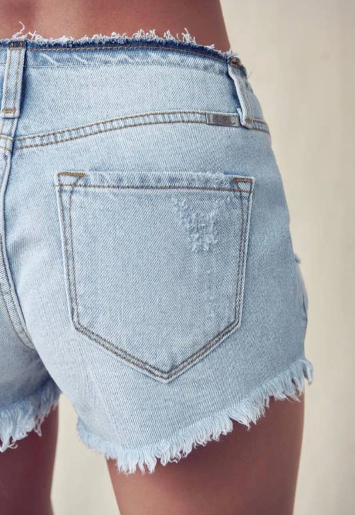 Low Rise Light Wash Button Up Shorts