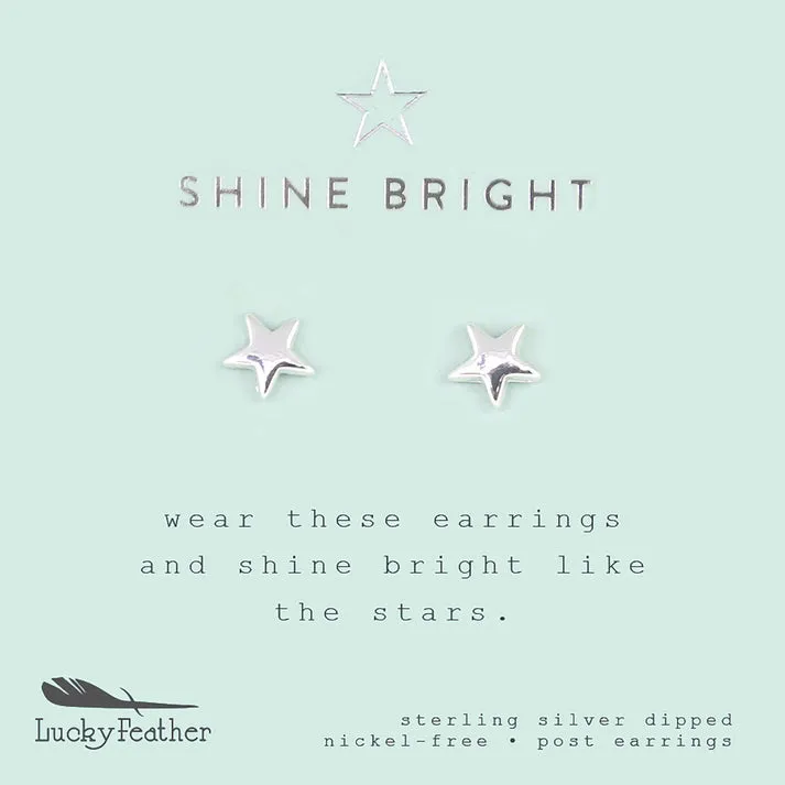 Lucky Feather New Moon Earrings