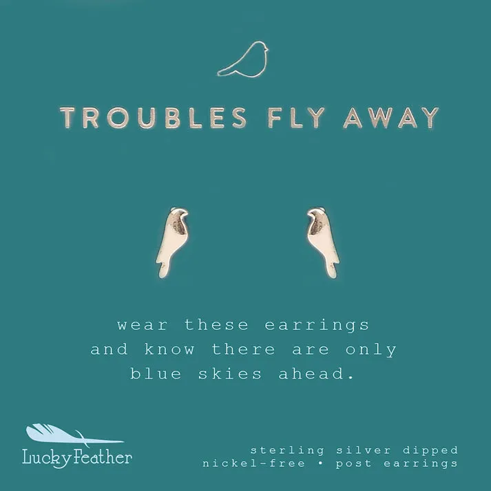 Lucky Feather New Moon Earrings