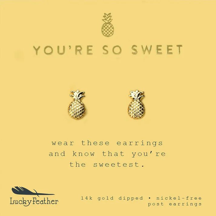 Lucky Feather New Moon Earrings