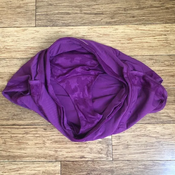 Lululemon Run For Days Short in Regal Plum with a gold zipper