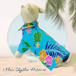 Luna Blue Maui Sky Blue Hibiscus Aloha Shirt