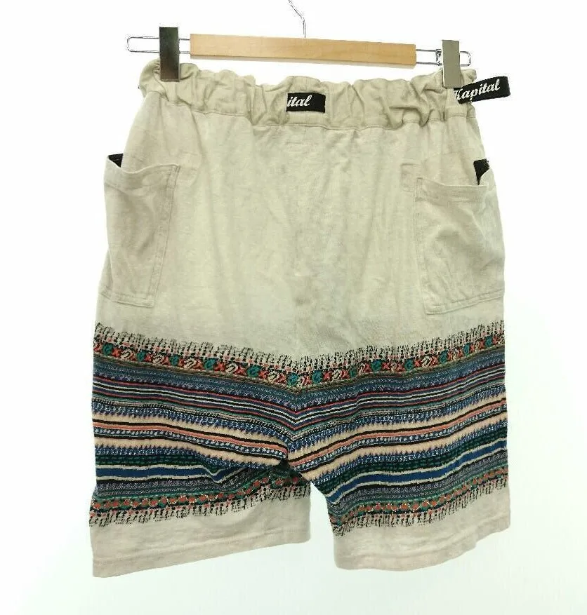 [M] Kapital Stripe Pattern Belted Shorts Beige