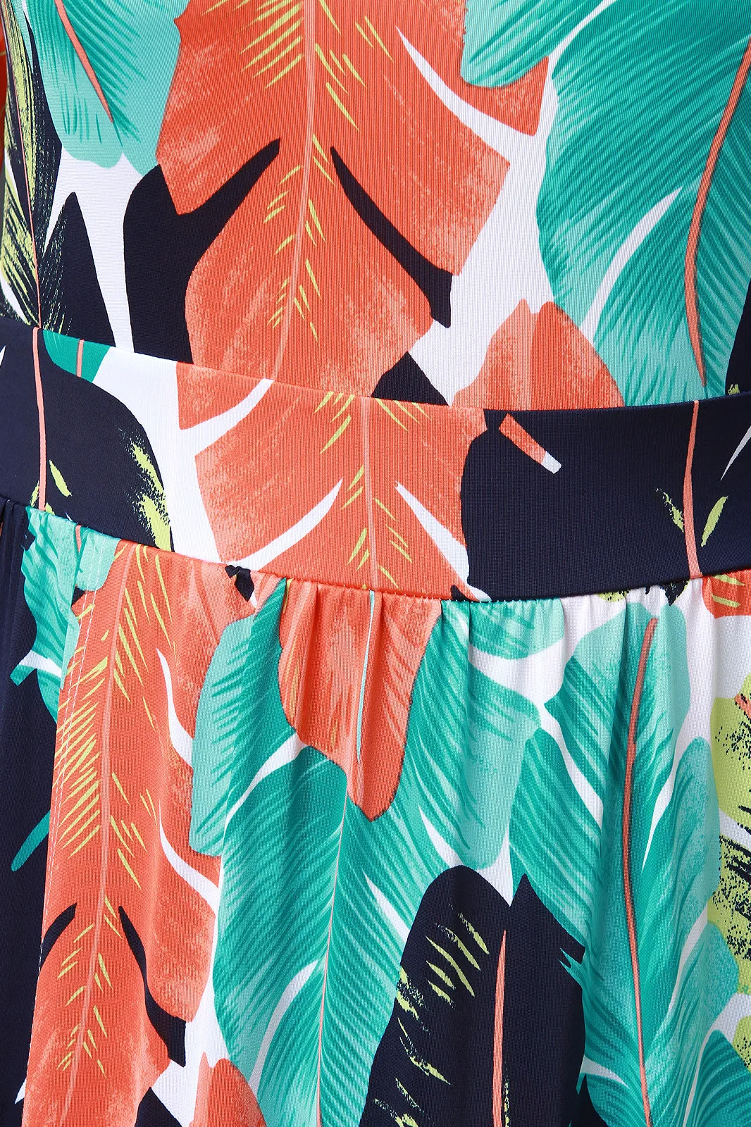 M-Slit Bardot Feather Print Maxi Dress