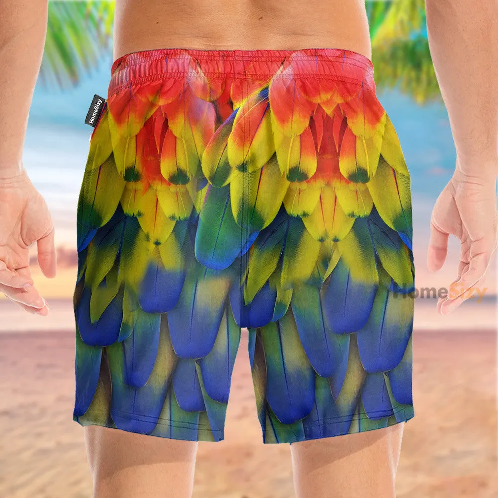 Macaw Feather Funny Cosplay Costume - Beach Shorts