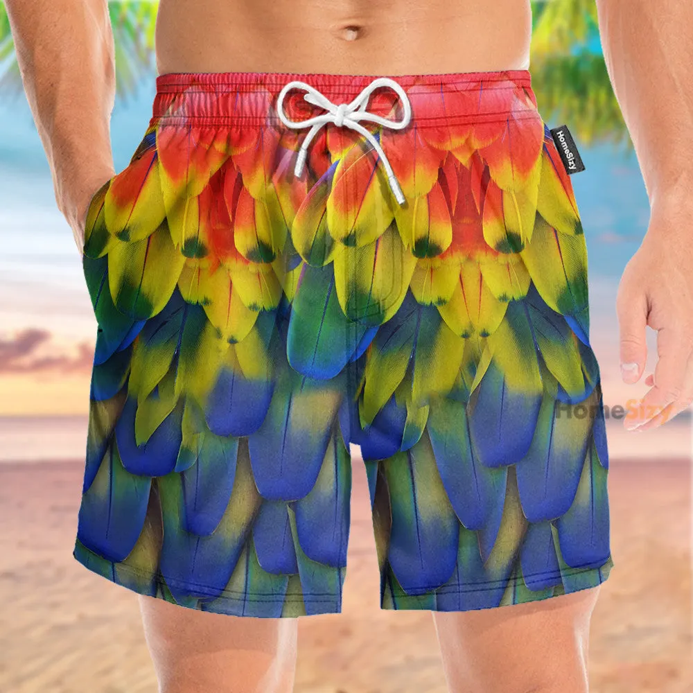 Macaw Feather Funny Cosplay Costume - Beach Shorts