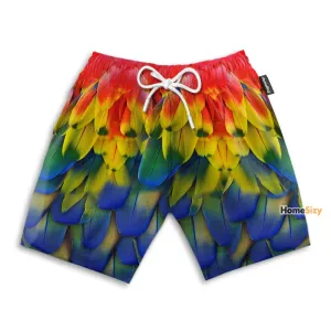 Macaw Feather Funny Cosplay Costume - Beach Shorts