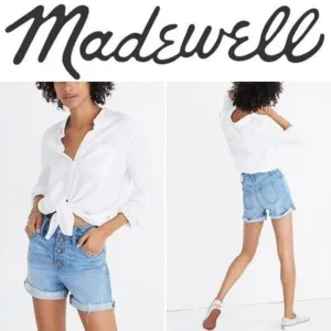 Madewell Womens High-Rise Denim Shorts Button-front Edition Size 30‎