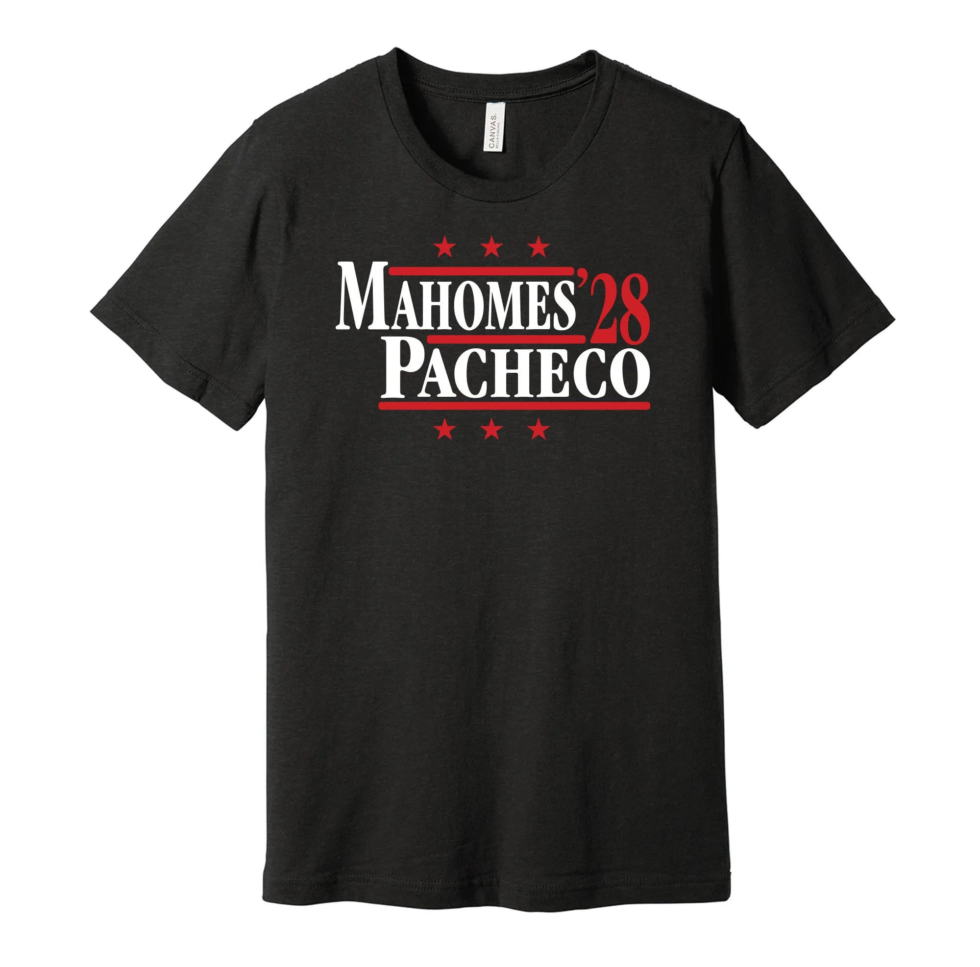 Mahomes & Pacheco '28 - Kansas City Football Political Campaign Parody T-Shirt - Hyper Than Hype Shirts