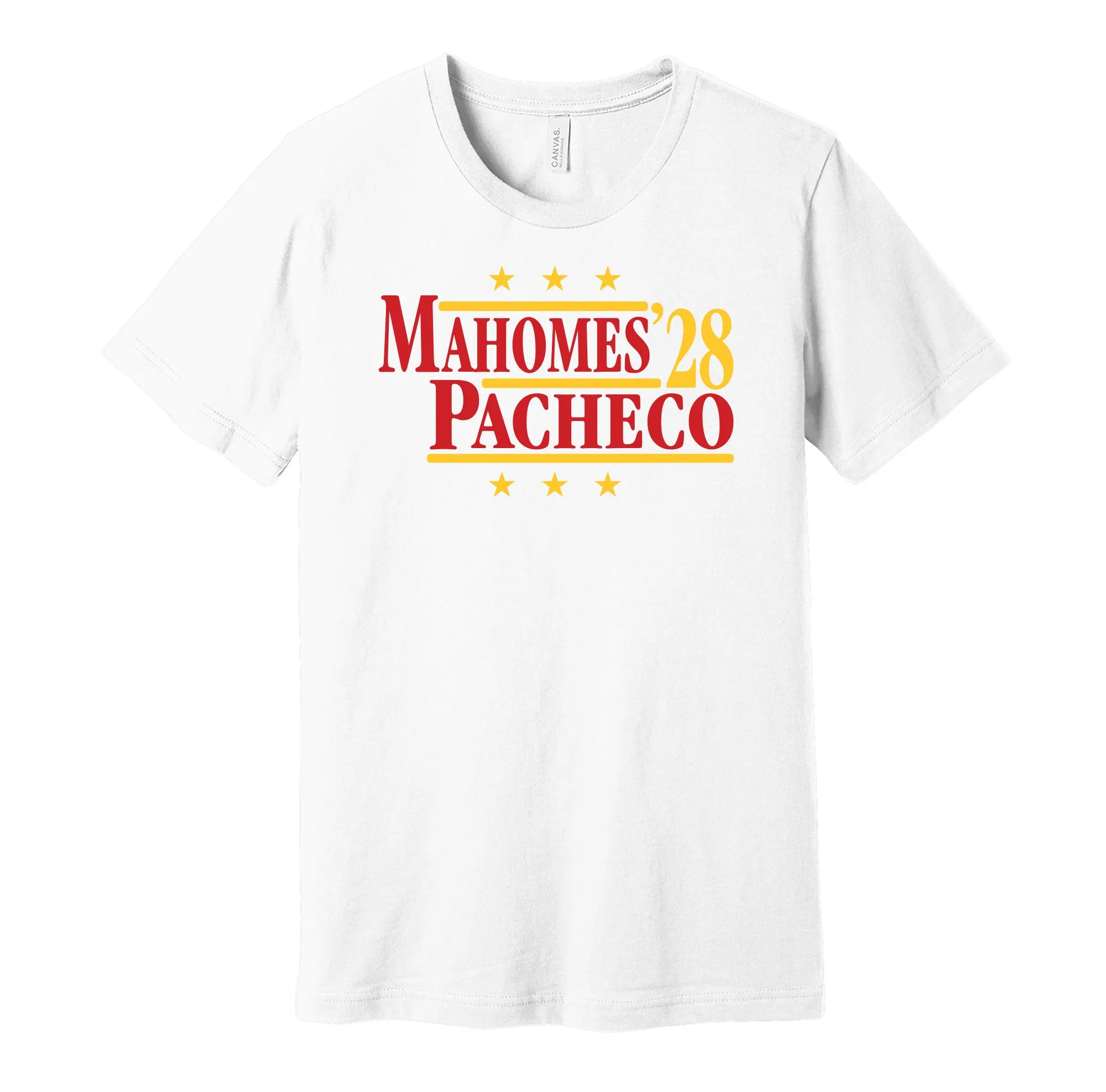 Mahomes & Pacheco '28 - Kansas City Football Political Campaign Parody T-Shirt - Hyper Than Hype Shirts