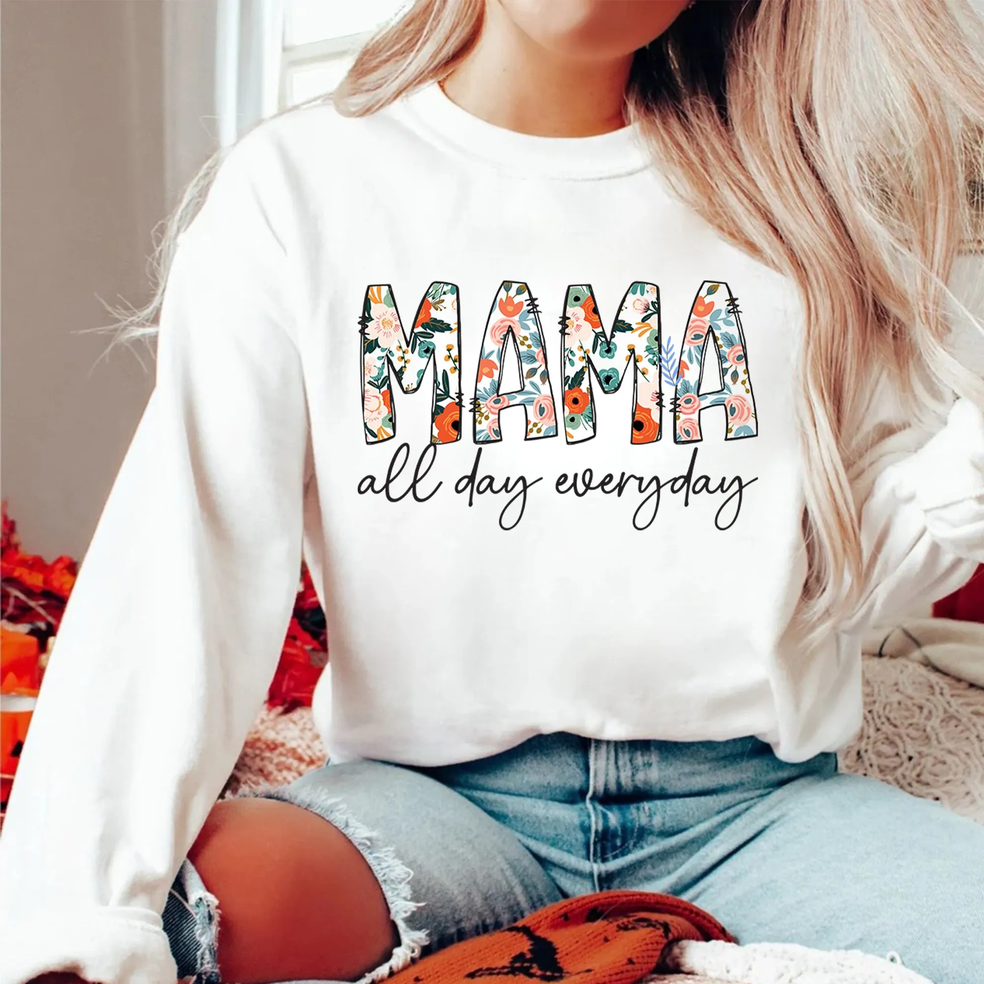 Mama all day everyday Sweatshirt, floral mama shirt, wildflower mama doodles Crewneck, vintage mama Tees, mama Shirt, all day everyday Shirt, mother's day Gift