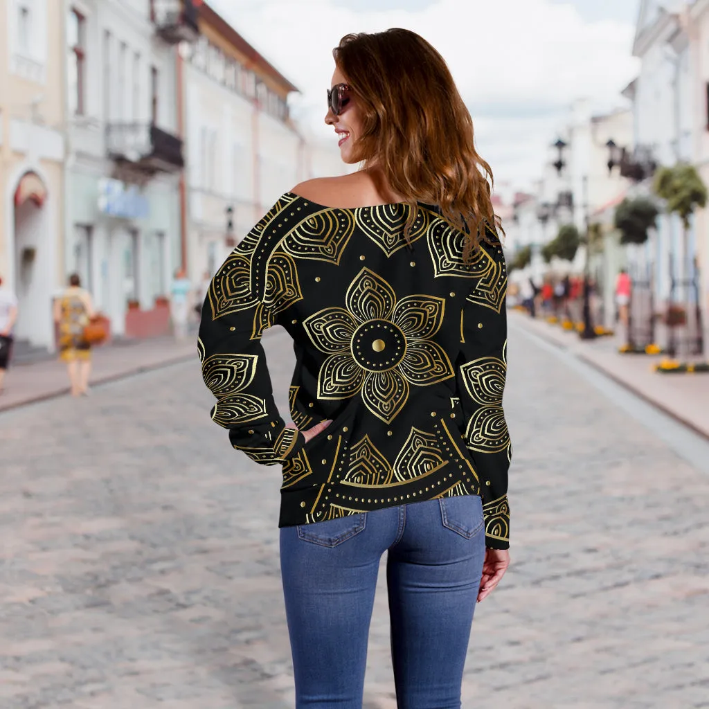 Mandala Vibes Off Women's Shoulder Sweater