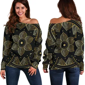 Mandala Vibes Off Women's Shoulder Sweater