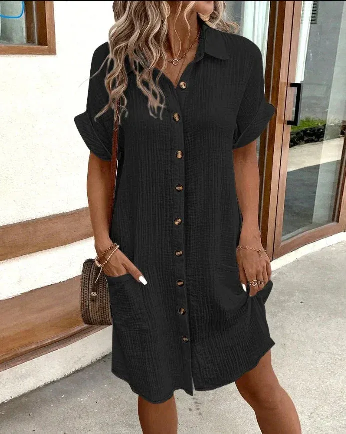 Manuela® | Oversized polo dress made from luxurious woven fabric