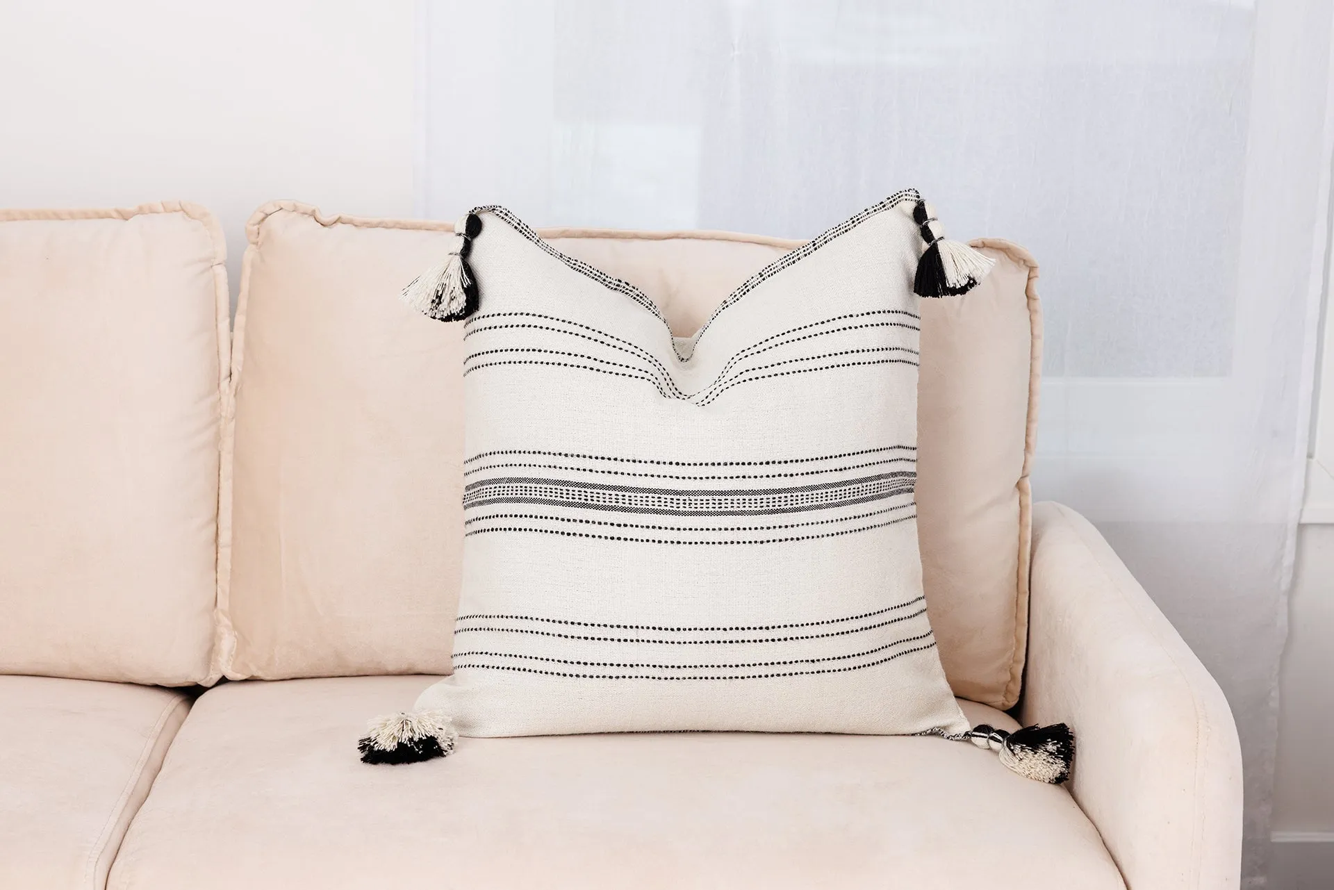 Miska Collection - Handloomed Alpaca - Ink & Ivory Pinstripe Pillow - Wholesale