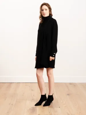 mockneck shirred flap short dress