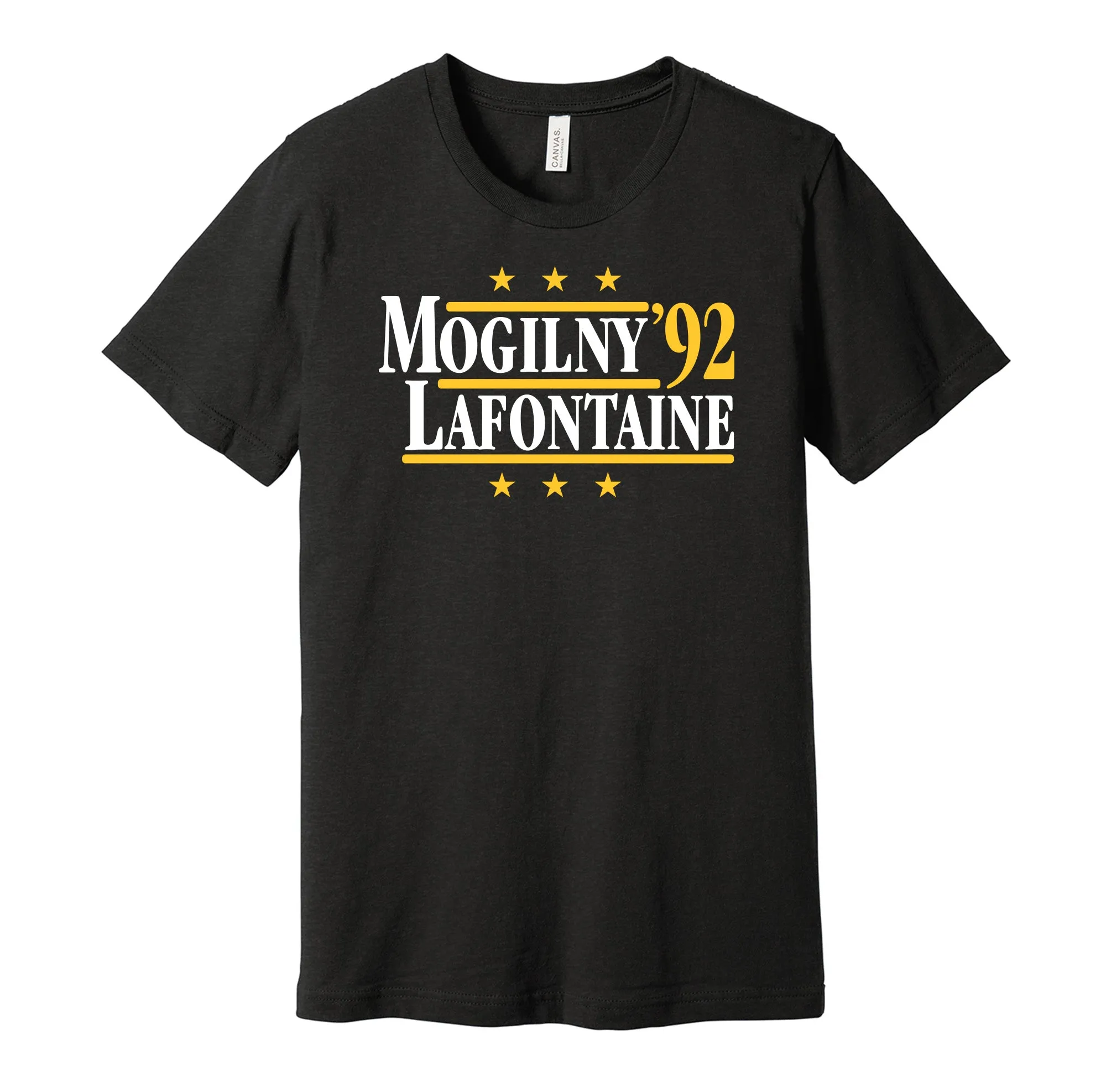 Mogilny & LaFontaine '92 - Buffalo Hockey Legends Political Campaign Parody T-Shirt - Hyper Than Hype Shirts