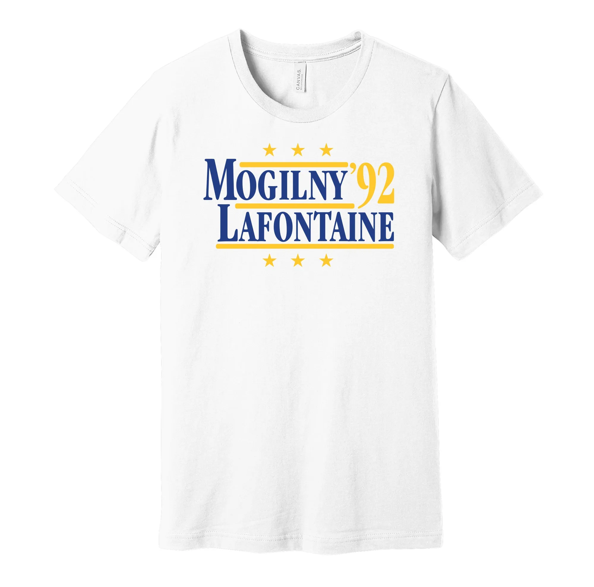 Mogilny & LaFontaine '92 - Buffalo Hockey Legends Political Campaign Parody T-Shirt - Hyper Than Hype Shirts