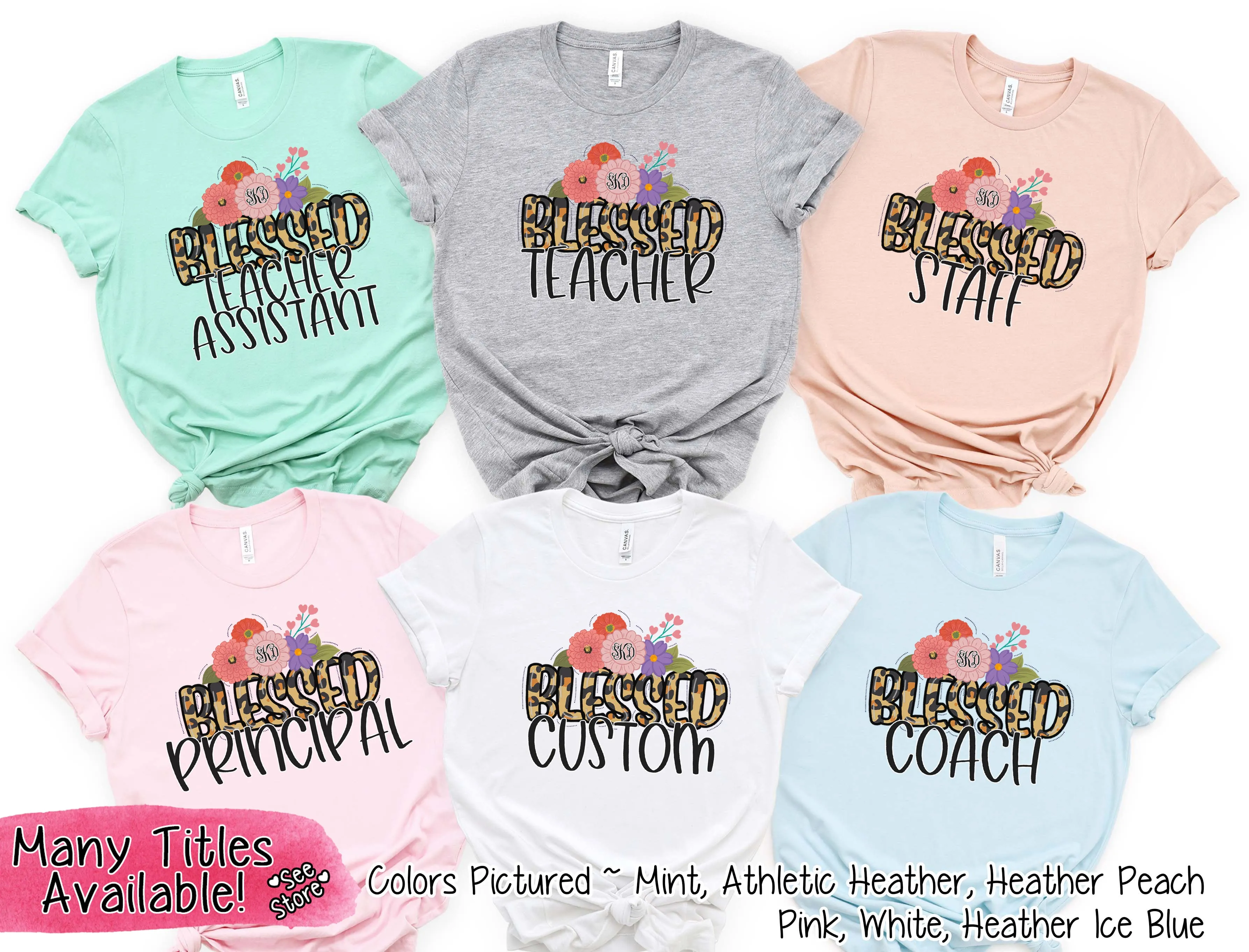 Monogram Blessed Leopard School Staff Tee
