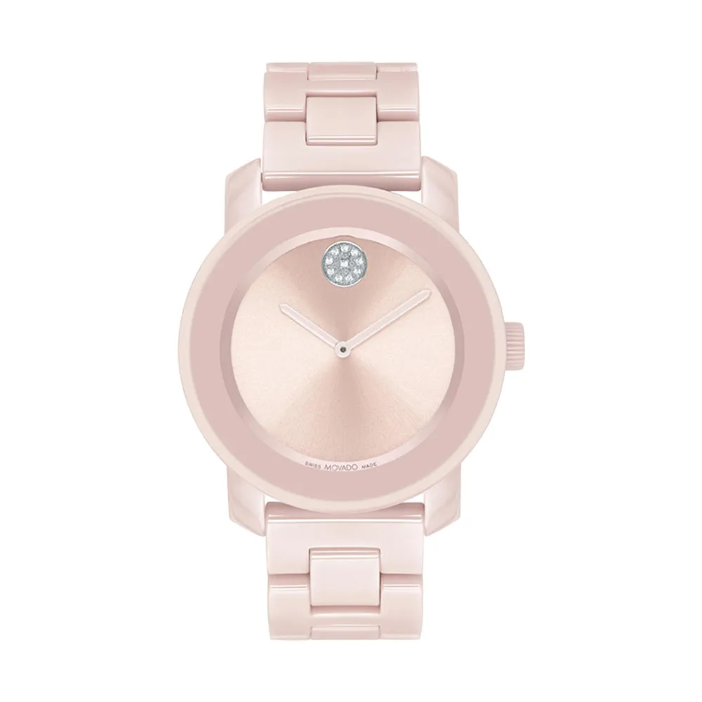 Movado Bold Women's Watch Pink Tone Case Quartz