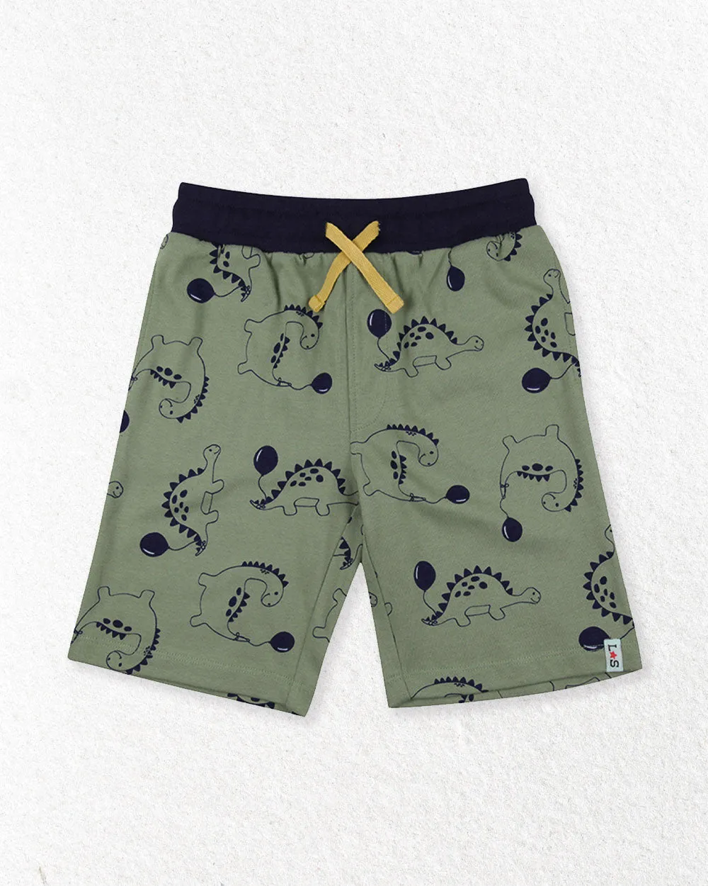 Multicoloured Dinosaur And Stripe Print Short - 2 Pack