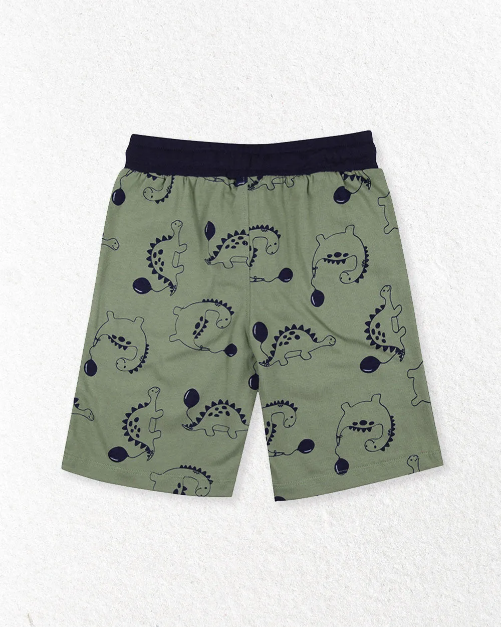 Multicoloured Dinosaur And Stripe Print Short - 2 Pack