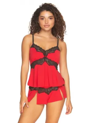 Myra Modal and Lace Cami and Short Set - Tango Red -