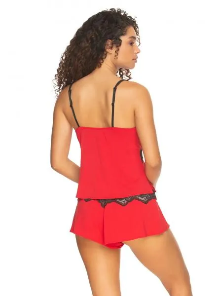 Myra Modal and Lace Cami and Short Set - Tango Red -