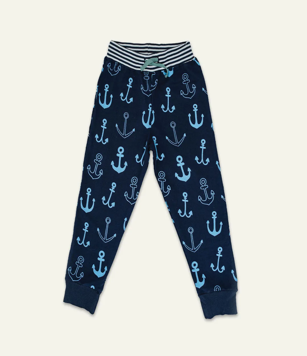 Navy Anchor Print Joggers