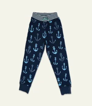 Navy Anchor Print Joggers