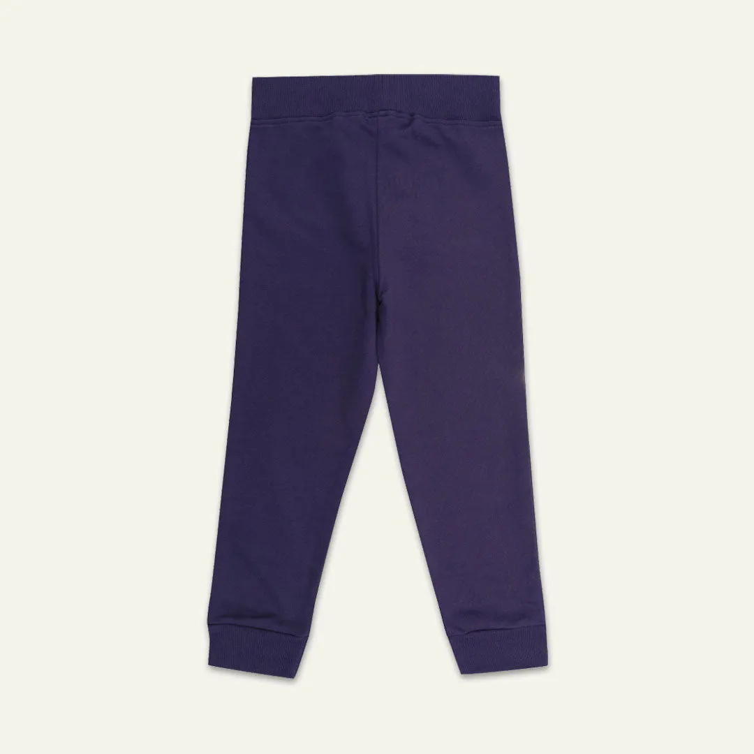 Navy Ok Slogan Print Joggers