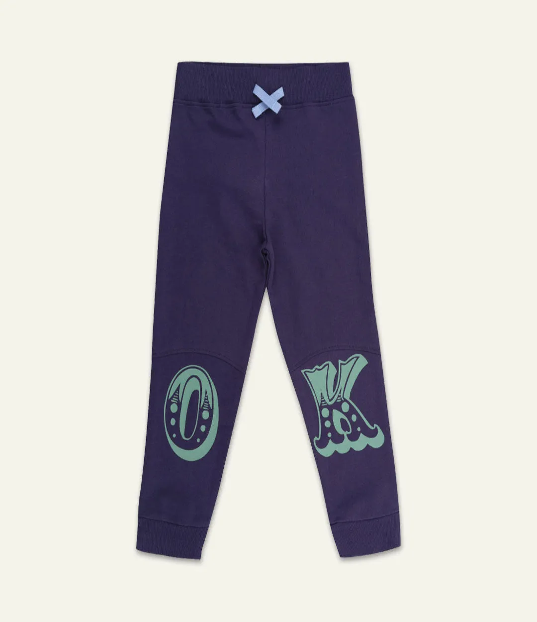 Navy Ok Slogan Print Joggers