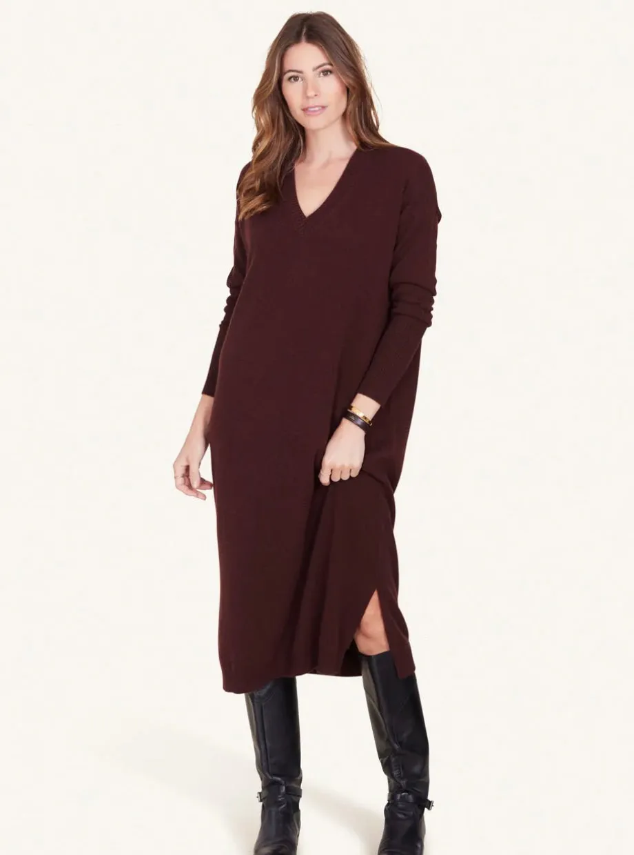 Nm0266 Not Monday Burgundy Cashmere Sweater Dress