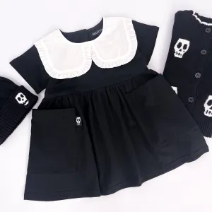NOT SO BASIC BLACK & WHITE COLLAR SMOCK DRESS