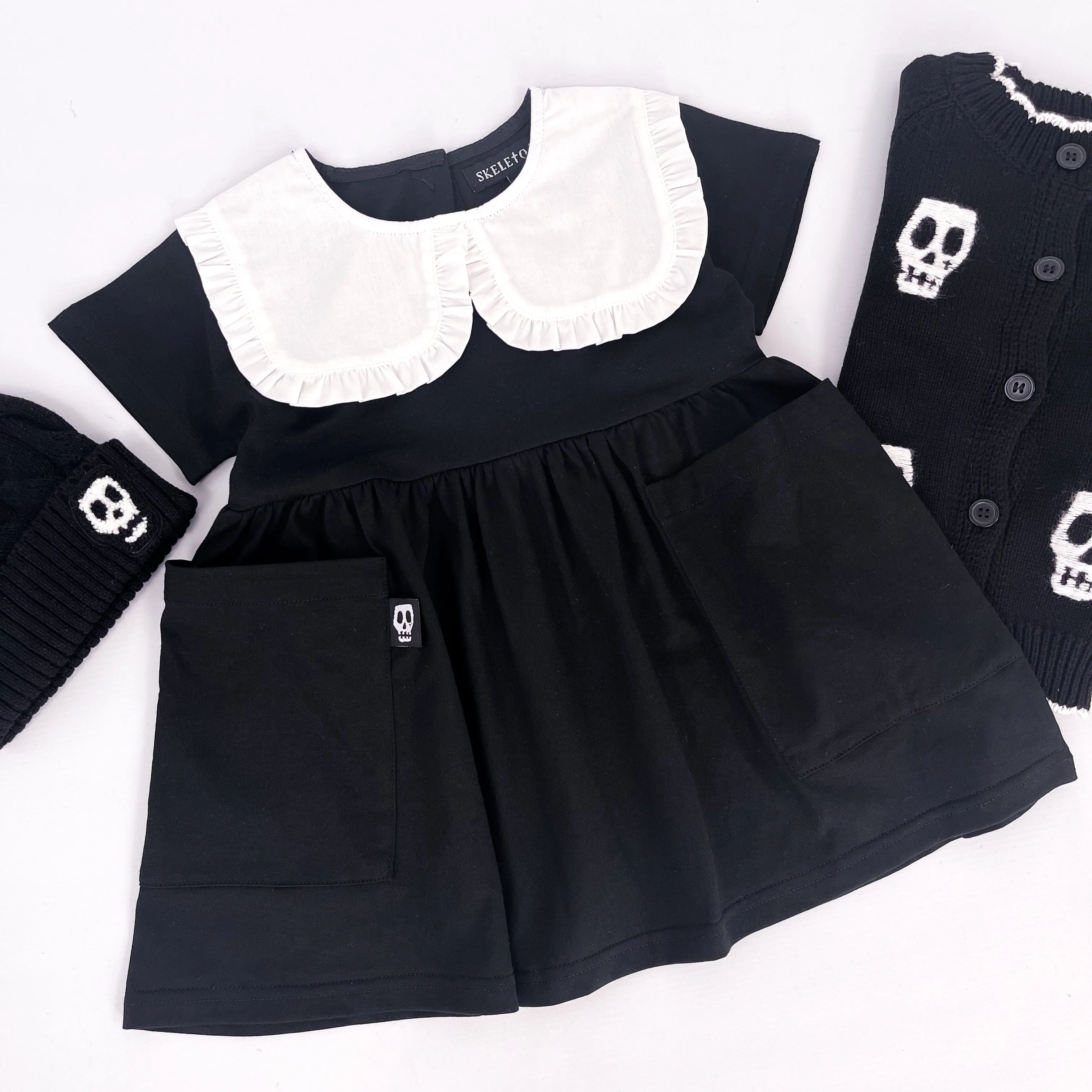NOT SO BASIC BLACK & WHITE COLLAR SMOCK DRESS