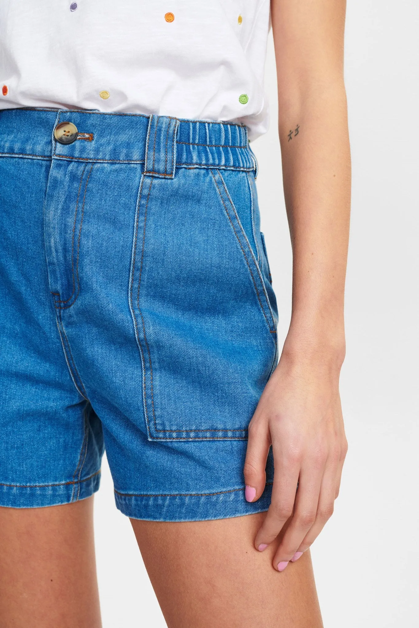 NUNINNA DENIM SHORTS - Light Blue Denim